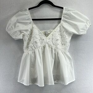 She + Sky Women’s Top Size M (4-6) White Lace Coquette Cottagecore NWOT